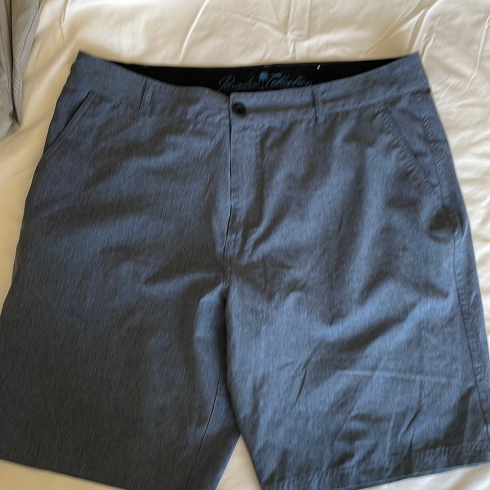 Blue with white undertones shorts, great for golf